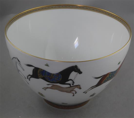 A Hermes Cheval dOrient pattern punch bowl, modern, 26.5cm diam., complete with original box